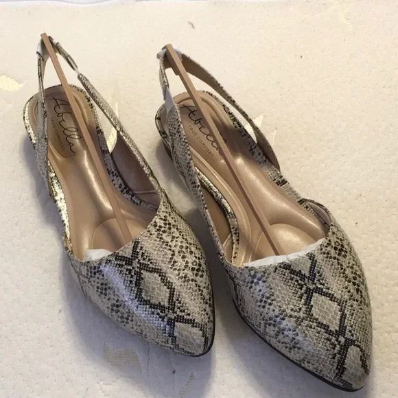 NWT, NIB, fauxTan Snake SLINGBACK FLATS,SIZE 8M,Abella True Comfort,Knit Fabric - Picture 13 of 14